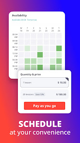Italki lesson scheduling screenshot showing class duration and booking flexibility