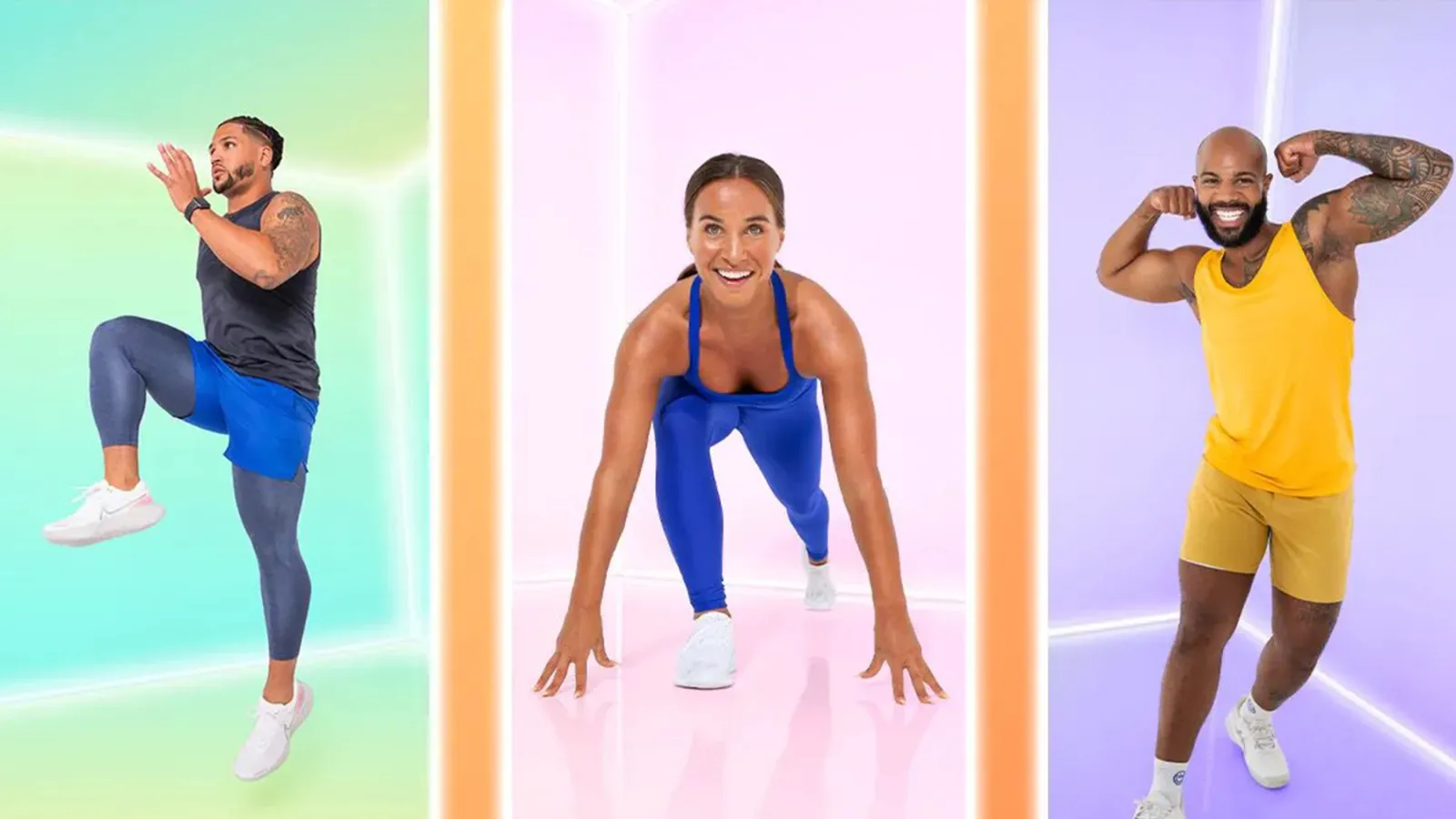 Obe Fitness review hero showing colorful at-home workout classes and a guided fitness app experience