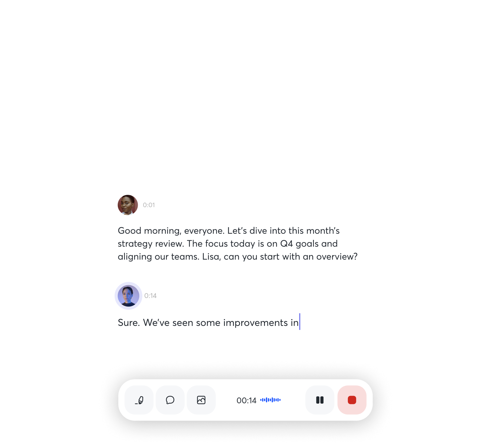 Otter live transcription interface for meetings and lectures